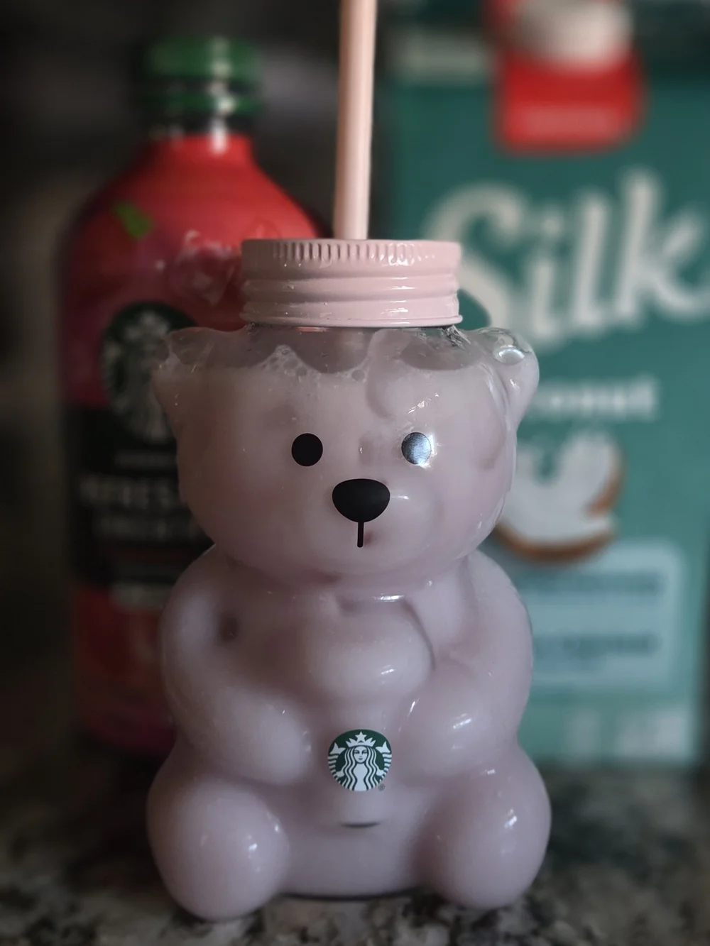 Starbucks Pink Bear Straw Tumbler with Cap and Straw